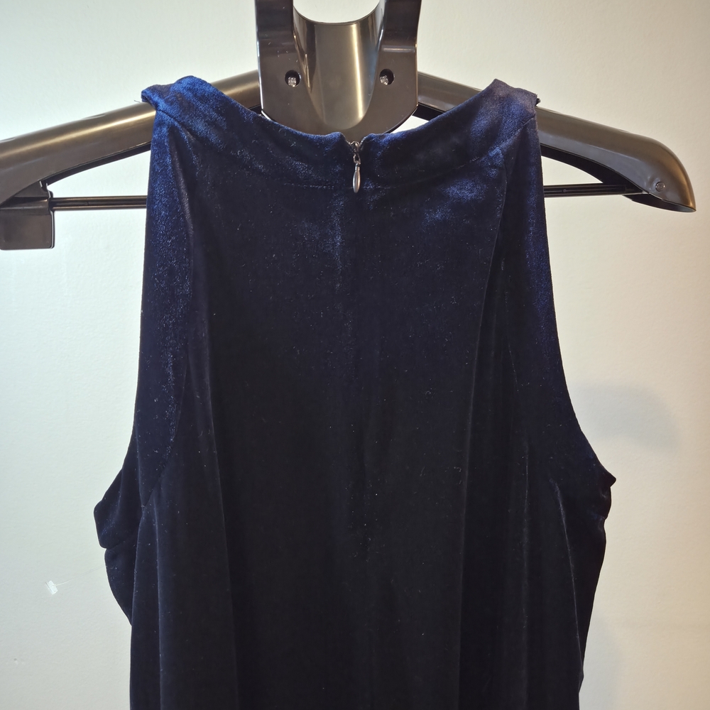 Navy Velvet Halter Swing Dress - Picture 11 of 12